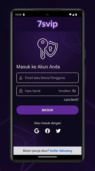 Tampilan halaman login 7svip